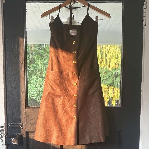 Chic Brown ANNELORE Button-Front Mini Dress - Picture 1 of 12